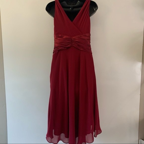 LONDON TIMES Sheer Sleeveless Dress Cranberry Size 4 - Picture 8 of 13